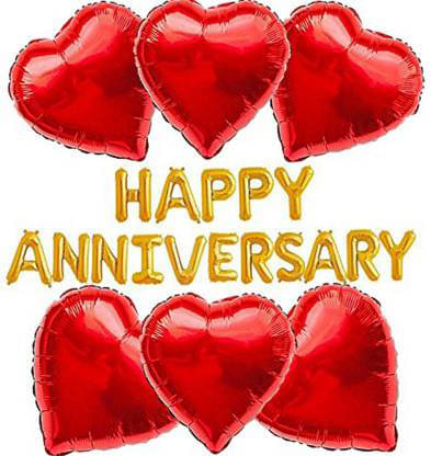    			Kiran Enterprises Happy Anniversary (16 Gold Foil Letters) + 6 Red Heart