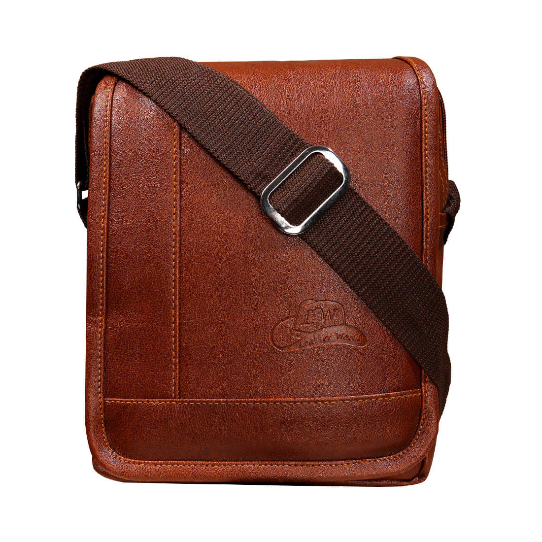 Leather World Messenger Bag Tan Leather Casual Messenger Bag - Handbags | Buy online on ZillyBuy