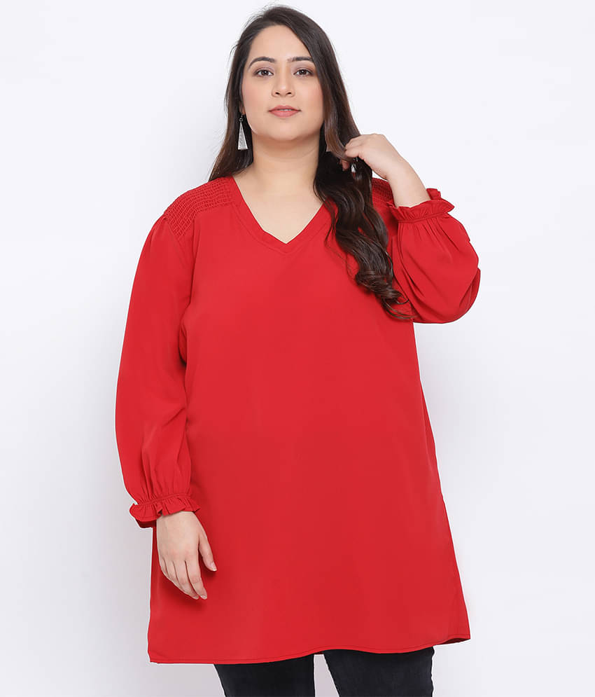 Oxolloxo Women's Polyester Tunic ( Red ) Oxolloxo Women's Polyester Tunic ( Red )