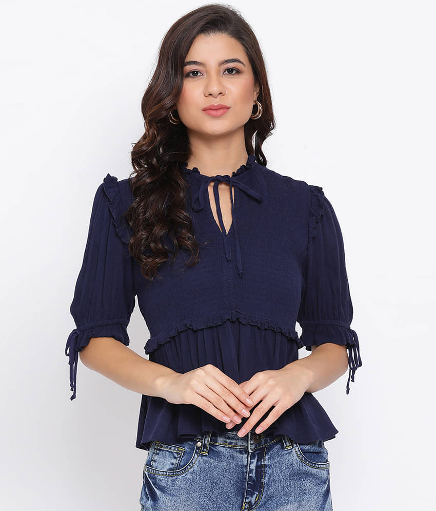    			Oxolloxo Women's Viscose Empire Top ( Navy )