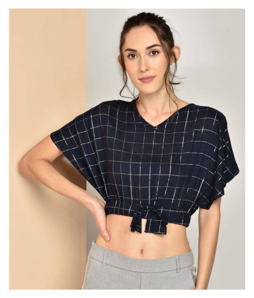 Chimpaaanzee - Black Viscose Women's Knot Front Top ( Pack of 1 ) Chimpaaanzee - Black Viscose Women's Knot Front Top ( Pack of 1 )
