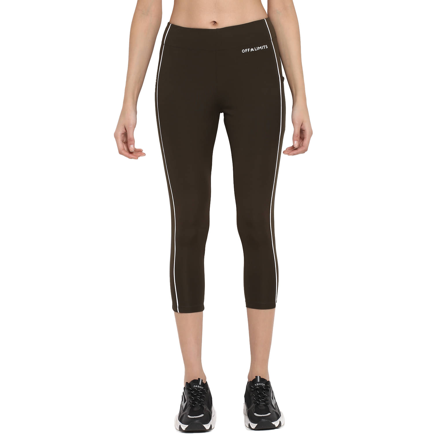     			OFF LIMITS Olive Green Polyester Color Blocking Tights