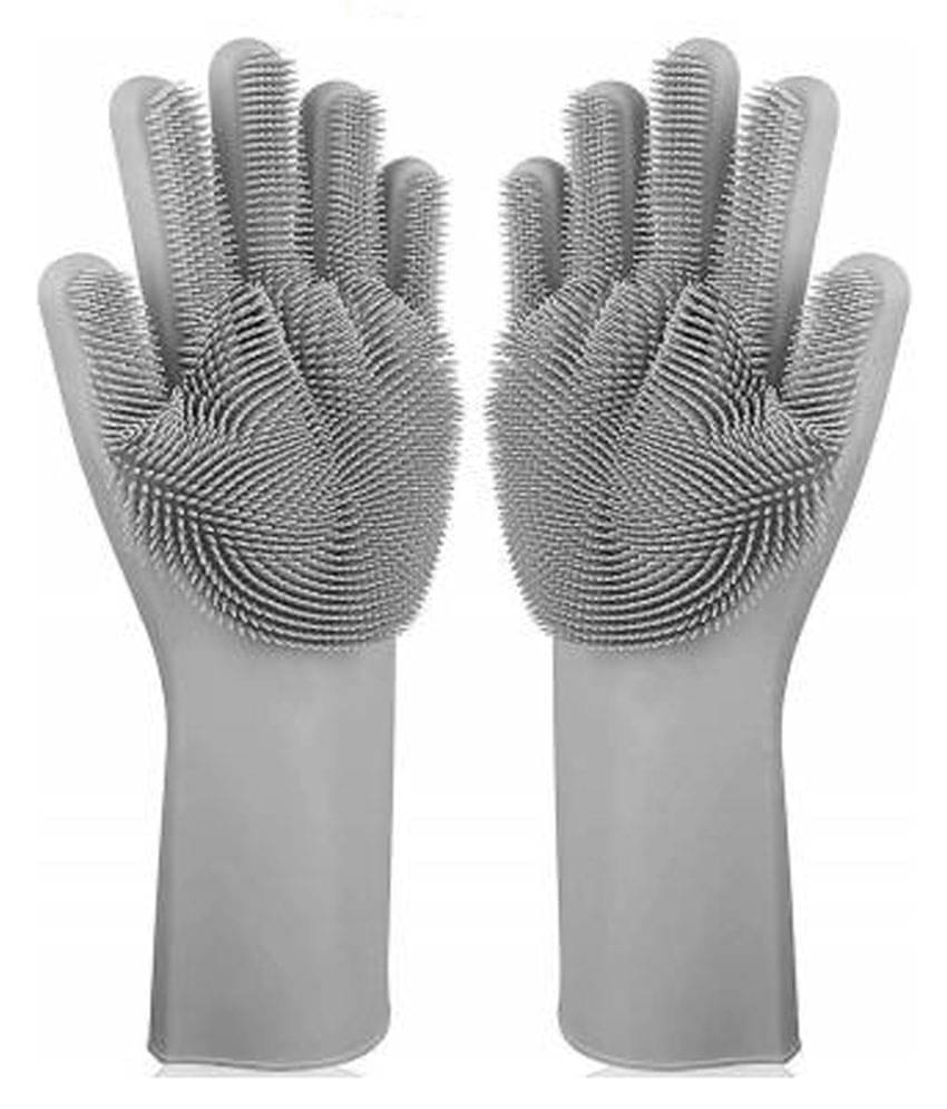     			Earmark Silicon Hand Gloves Rubber Universal Size Cleaning Glove 1 Pair Gloves