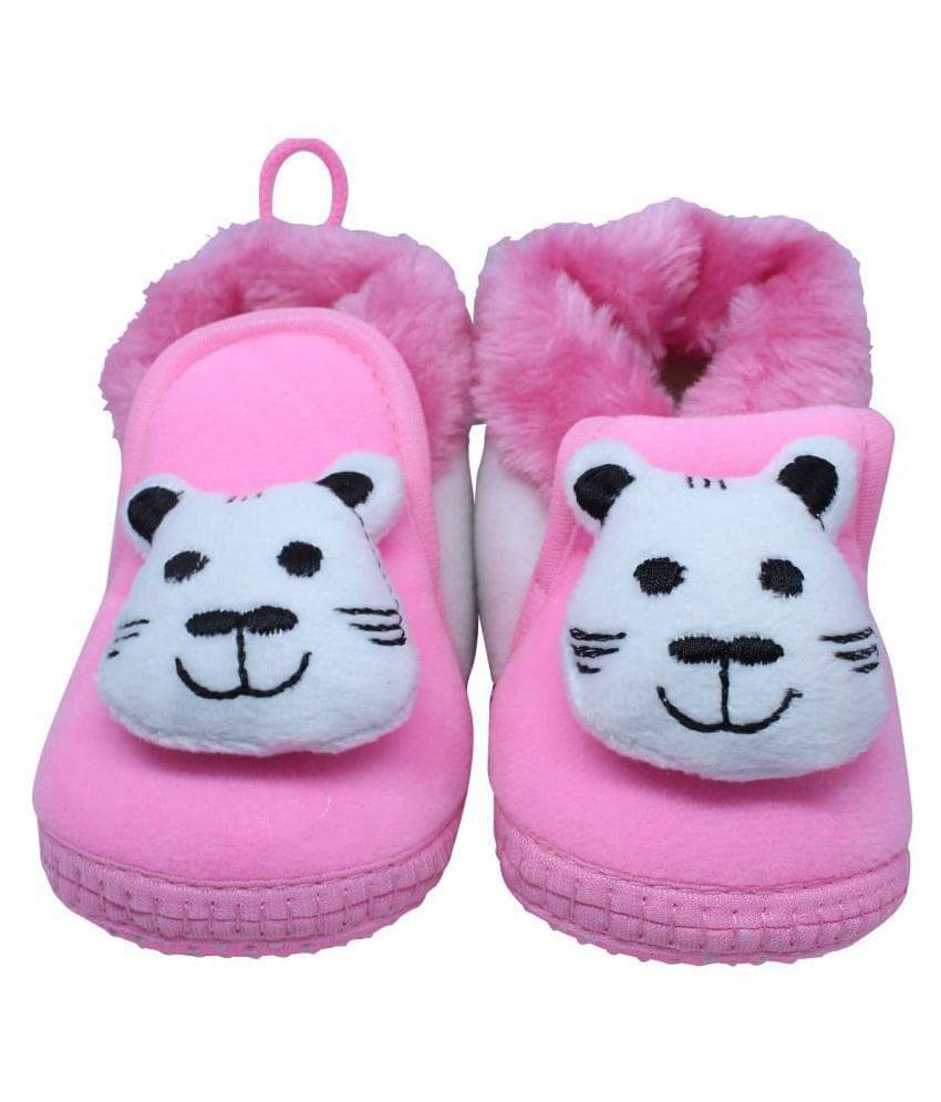     			Mynekids Tiger 3D Plush Soft Cotton Fur Fabric Light Weight Newborn Infant Non Slip Anti Skid Sole for Baby Girl Baby Boy Shoes Bootie 0-12 Months--RK37-Pink