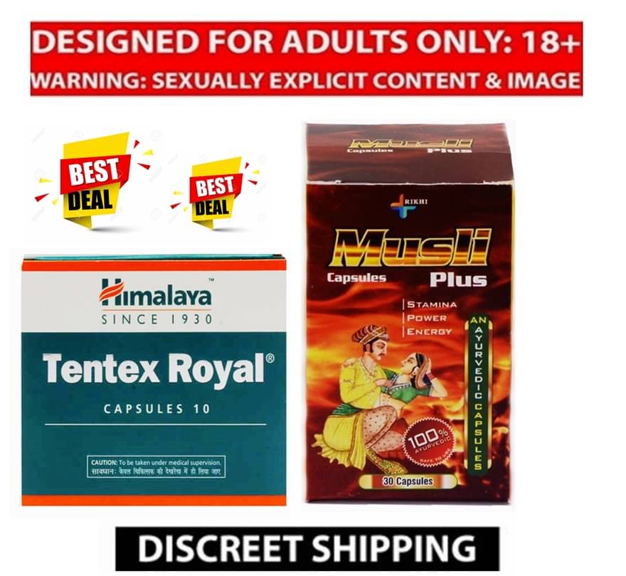 Rikhi Musli Plus 30 Capsule ( Xtra Musli Power Capsule ) & Tentex Royal 10 Capsule Pack For Men Rikhi Musli Plus 30 Capsule ( Xtra Musli Power Capsule ) & Tentex Royal 10 Capsule Pack For Men