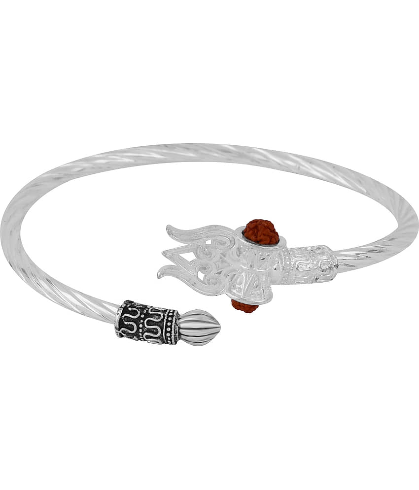 Designer Silver Oxidized Shiva Trishul Rudraksha Damru Kada