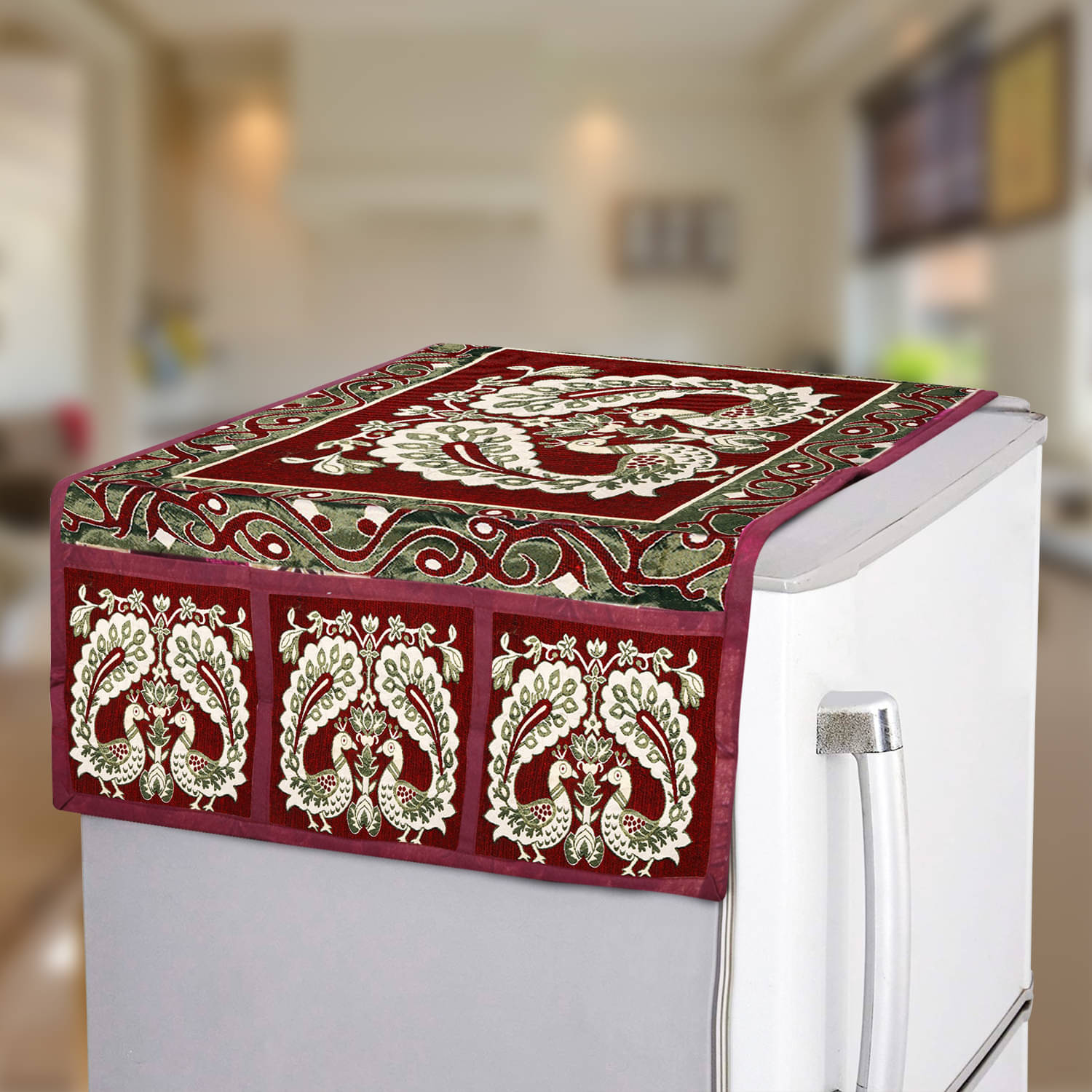     			E-Retailer - Maroon Polyester Blend Fridge  Top Cover (Pack of 1)