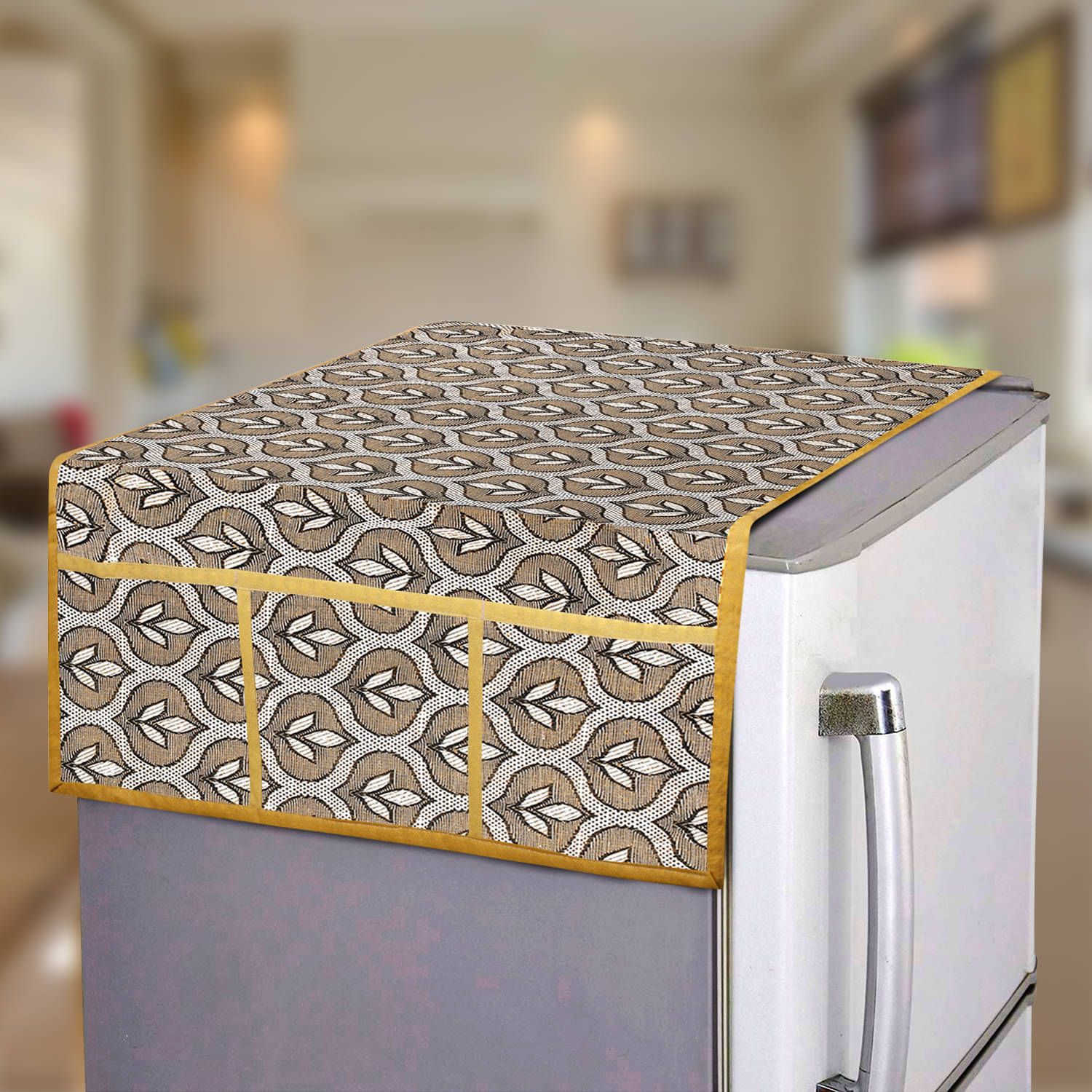 E-Retailer Single Polyester Gold Fridge Top Cover E-Retailer Single Polyester Gold Fridge Top Cover