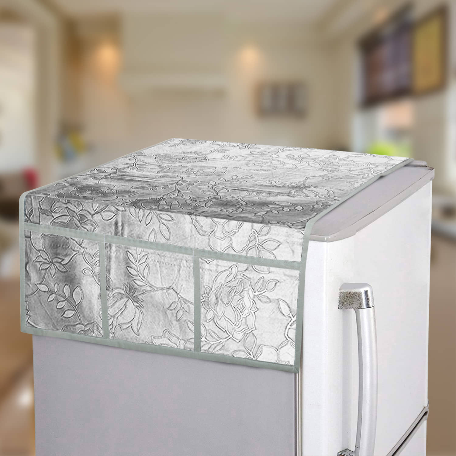 E-Retailer Single Polyester Gray Fridge Top Cover, Fridge Cover