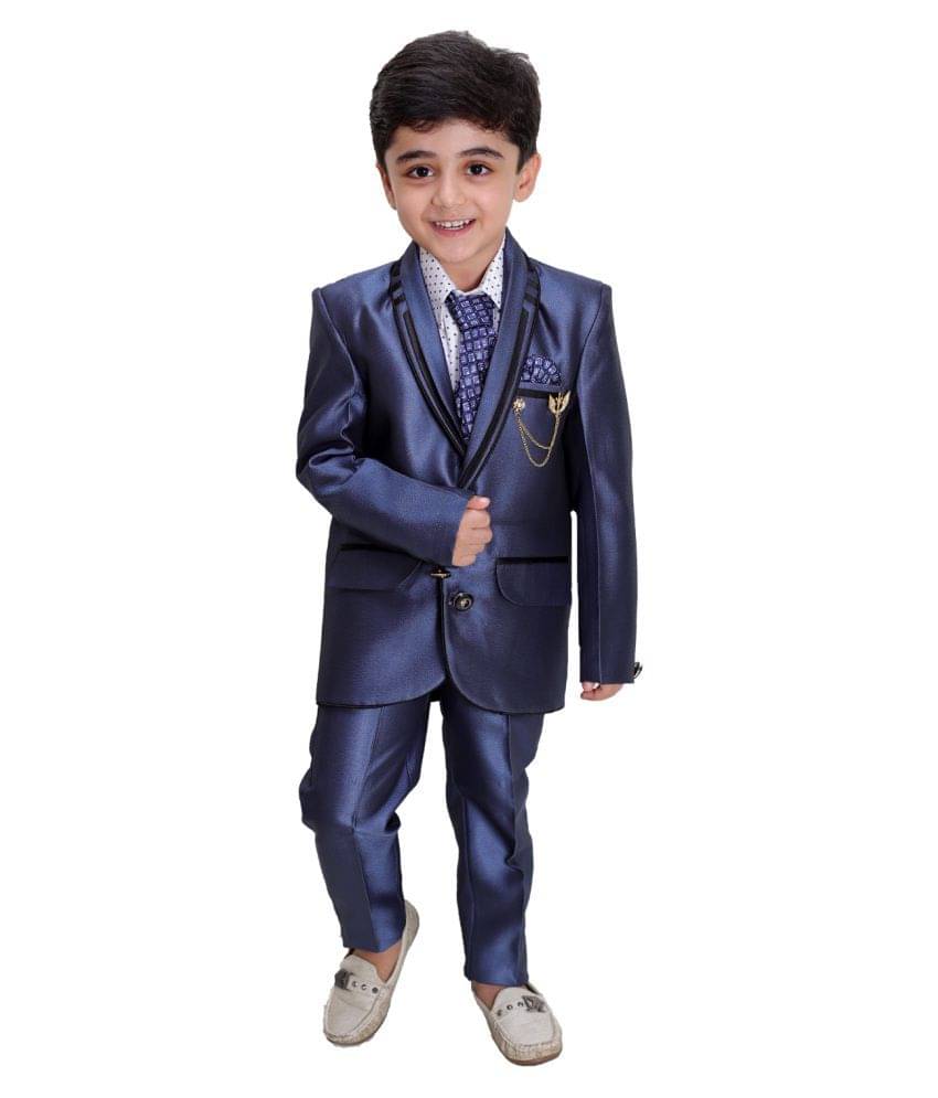     			Fourfolds Boys Polyester Blazer ( Pack of 1 , Dark Blue )