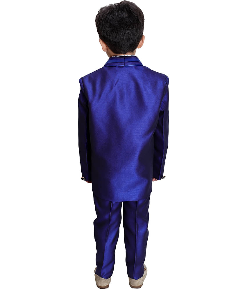 Fourfolds Boys Polyester Blazer ( Pack of 1 , Navy Blue )