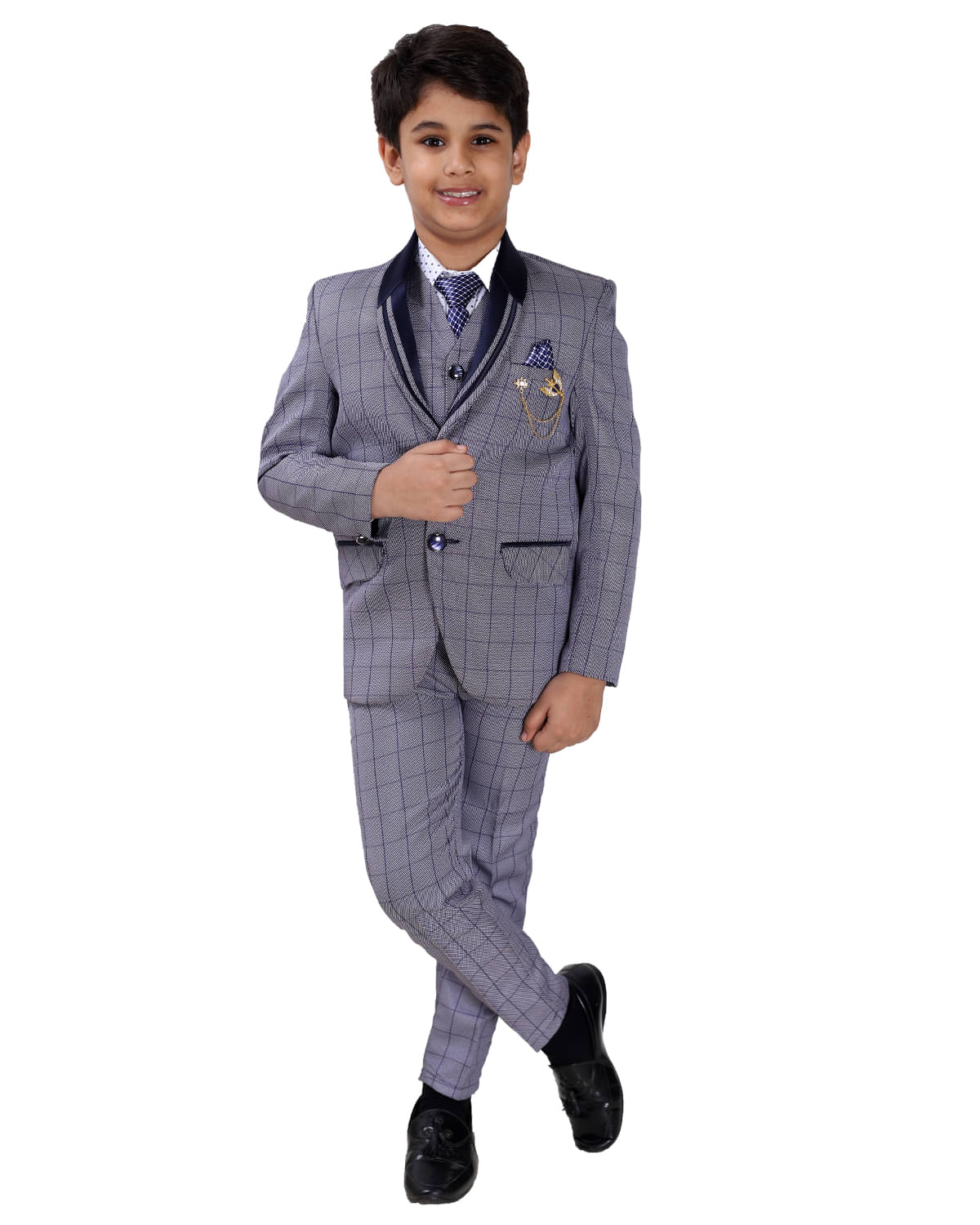     			Fourfolds Boys Polyester Blazer ( Pack of 1 , Navy )