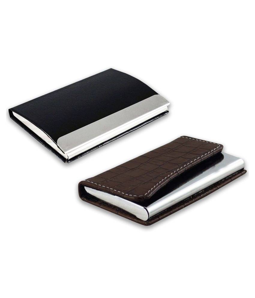     			Multicolor Artificial Leather Professional Looking Debit/Credit/Business/Visiting Card Holders for Men and Women Set of 2 (upto 15 Cards Capacity)