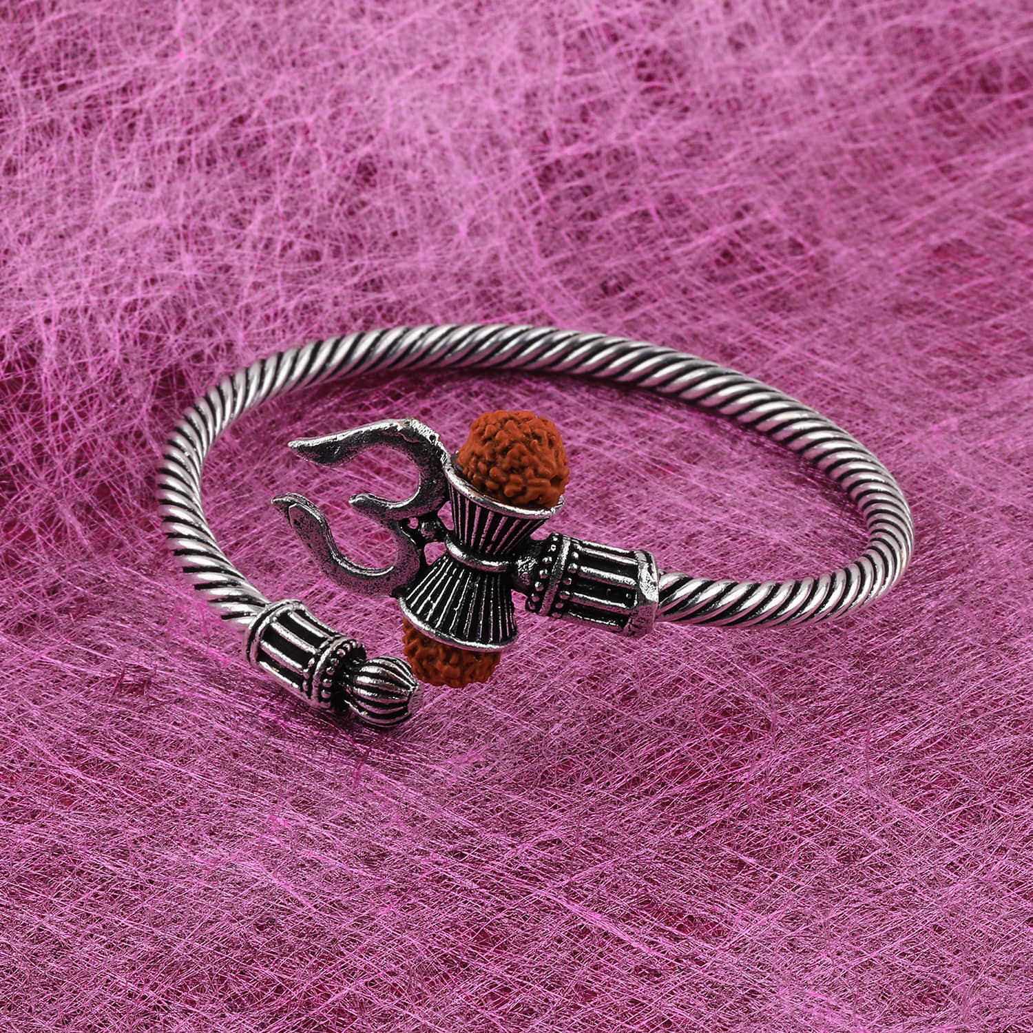 SILVER SHINE Adjustable  Trishul Damroo Rudraksha Bahubali Kada Bracelet Mahakal For Men Boys Girls - Bangles & Bracelets | Buy online on ZillyBuy