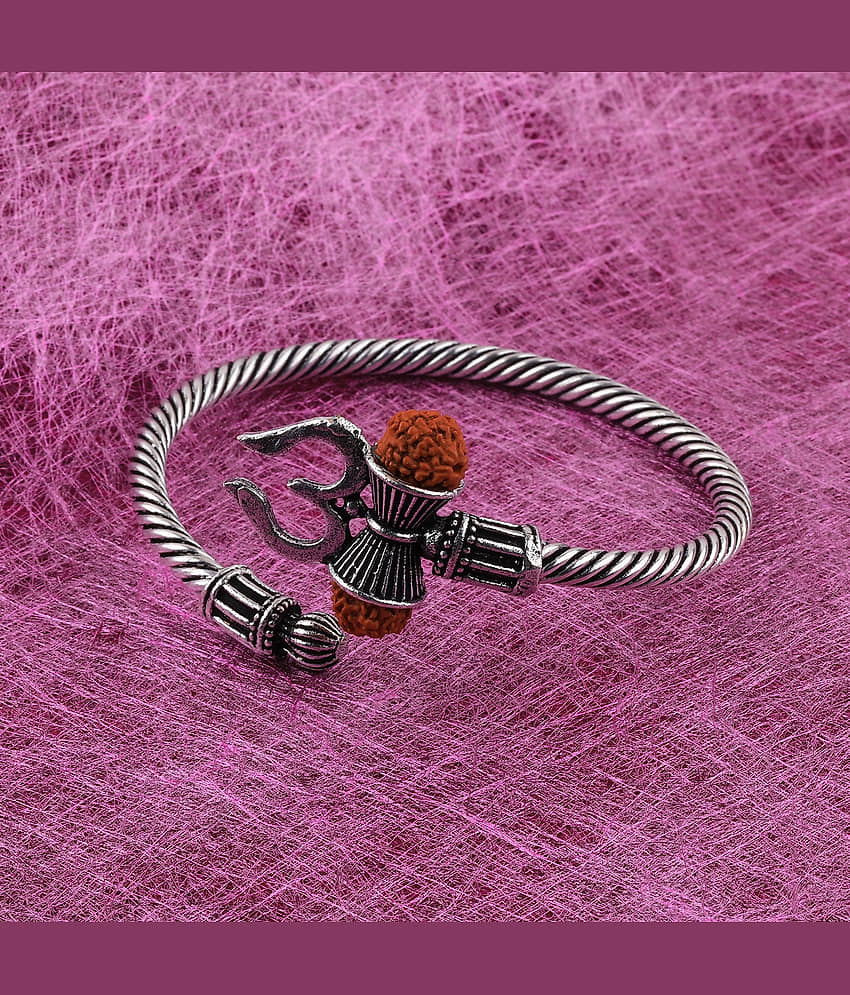 SILVER SHINE Adjustable Trishul Damroo Rudraksha Bahubali Kada Bracelet Mahakal For Men Boys Girls - Bangles & Bracelets | Buy online on ZillyBuy