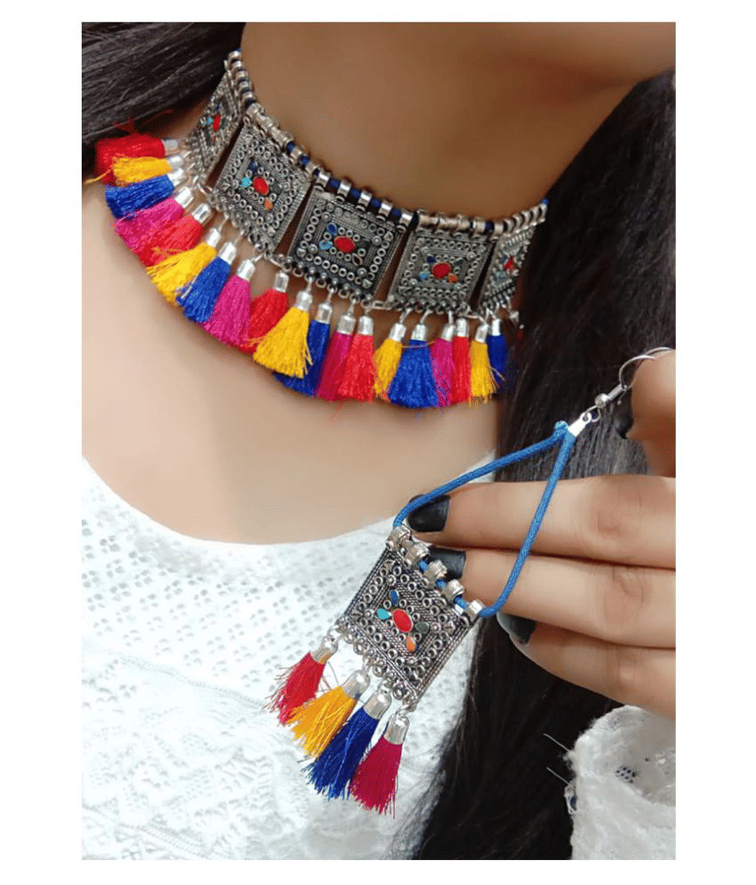 Sunhari Jewels Silver Alloy Necklace Set ( Pack of 1 )
