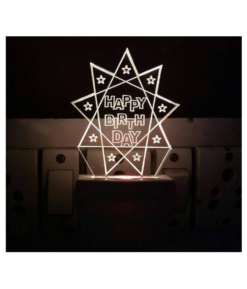     			UKANI 3D Illusion Couple Night Lamp for with 7 Color Changing STAR WITH HAPPY BIRTHDAY Night Lamp Multi - Pack of 1