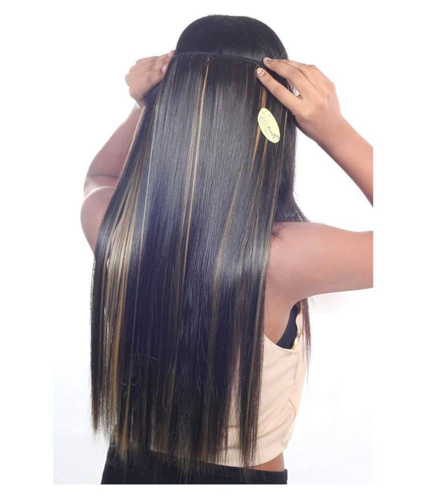 VSAKSH Straight Clip In Hair Extension Black & Golden