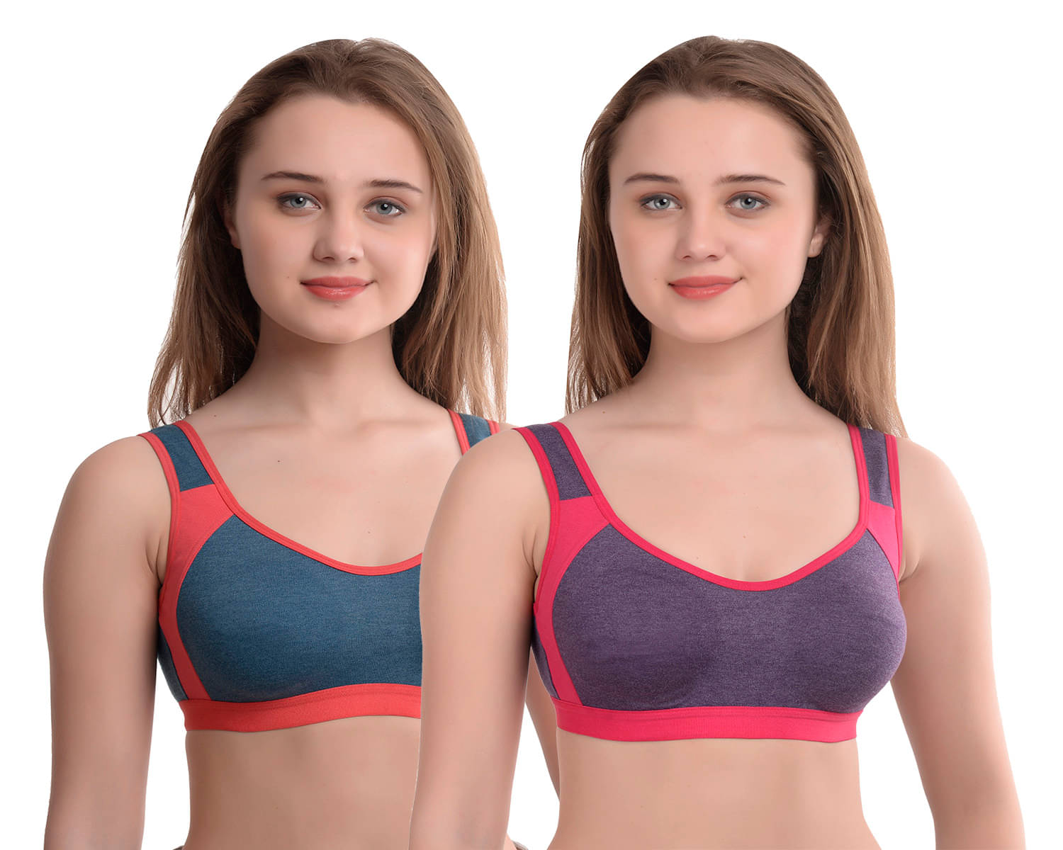     			Elina Pack of 2 Cotton Non Padded Women's Racerback bra ( Multi Color )