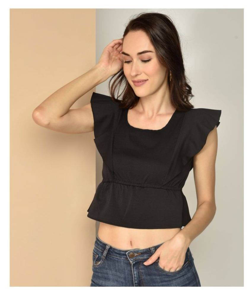 Chimpaaanzee Women's Polyester Crop Top ( Black ) Chimpaaanzee Women's Polyester Crop Top ( Black )