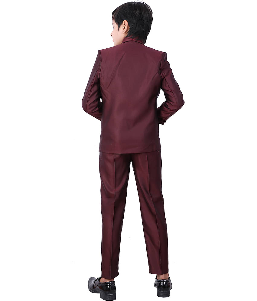 Fourfolds Boys Polyester Blazer ( Pack of 1 , Maroon )