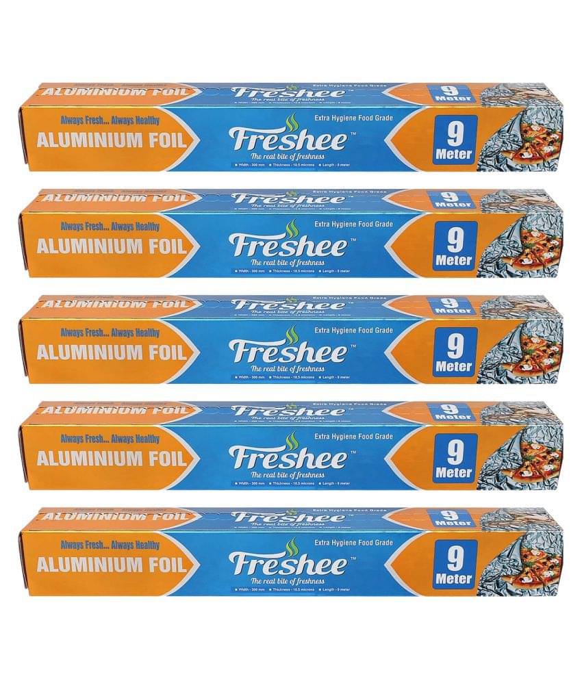     			Freshee 9m Aluminium Silver Foil Paper Roll Pack of 5