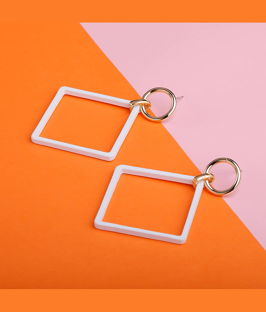 SILVER SHINE Alluring White Stylish Fashionable Unique Drop Earring - Earrings | Buy online on ZillyBuy