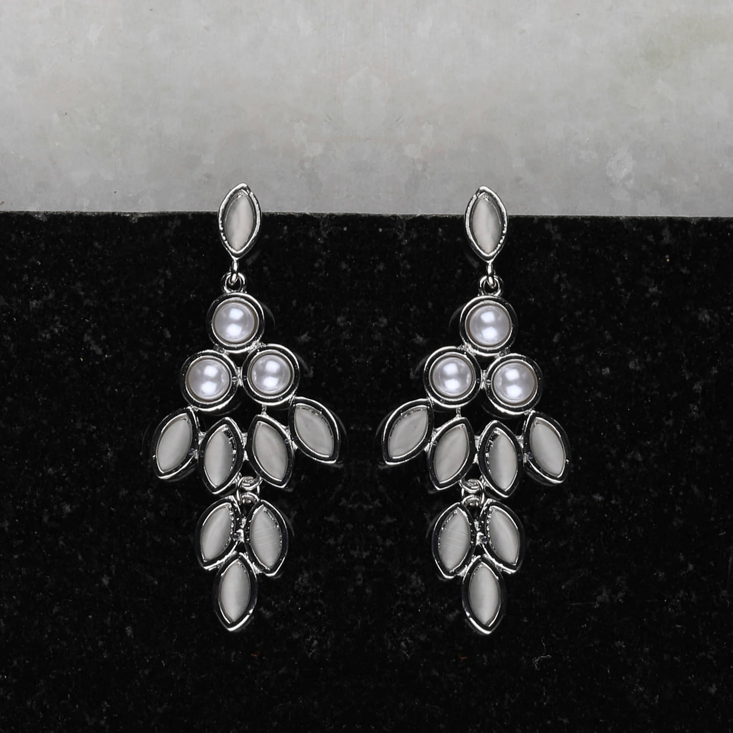     			SILVER SHINE  Antique Stylish Silver Pearl Earring For Women Girl