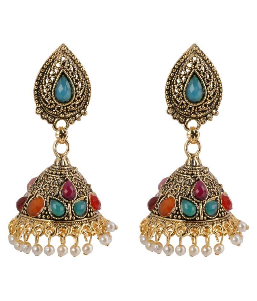     			SILVER SHINE  Attractive Multicolor Dangle Drop Jhumki Earrings
