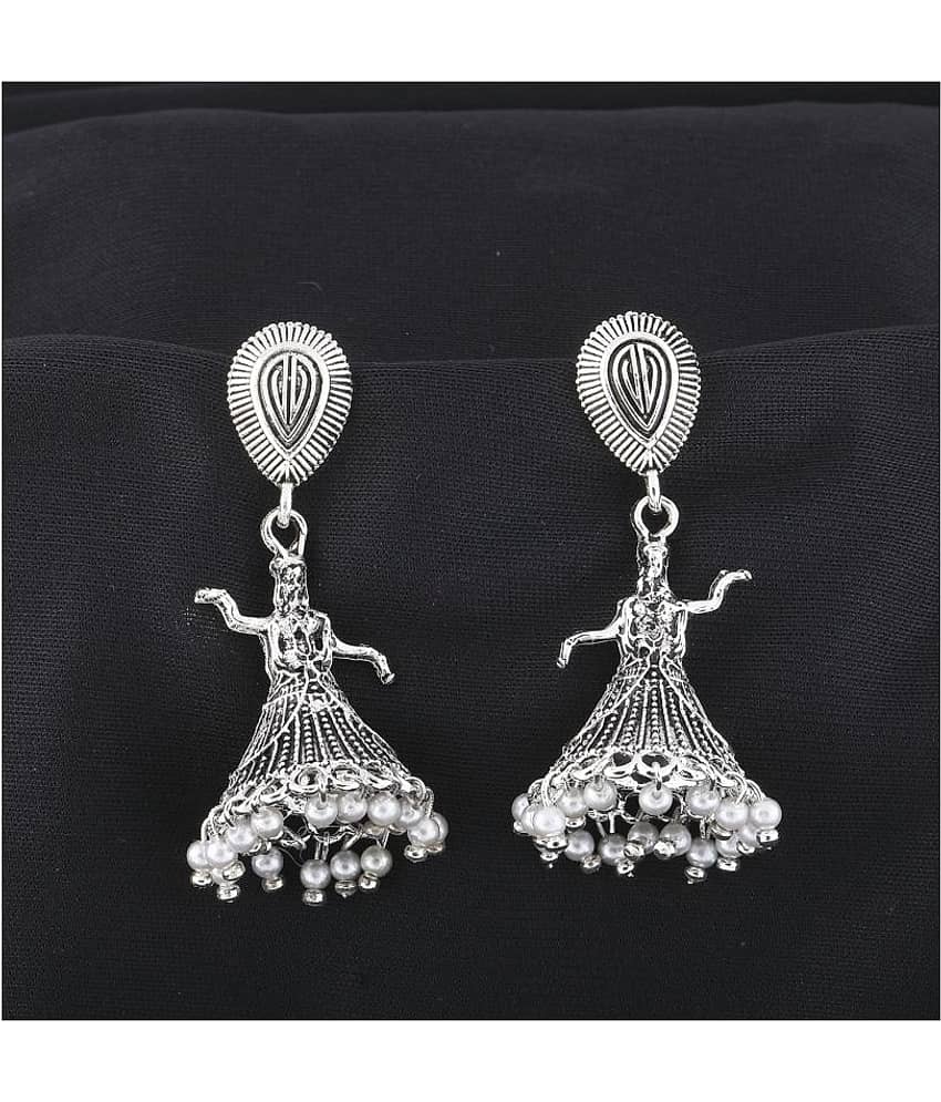 SILVER SHINE Attractive Silver Dancing Women Jhumki Earrings - Earrings | Buy online on ZillyBuy