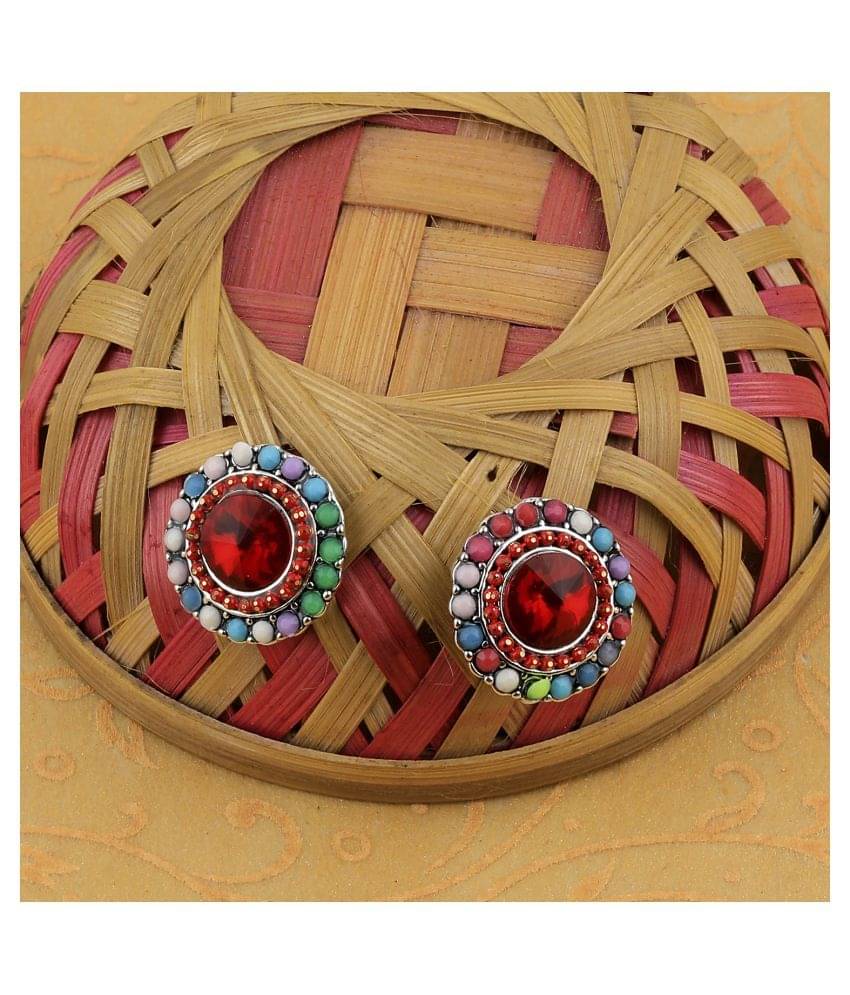 SILVER SHINE Charm Fancy Party Wear Multi Colour Stud Diamond Earring For Women Girl SILVER SHINE Charm Fancy Party Wear Multi Colour Stud Diamond Earring For Women Girl