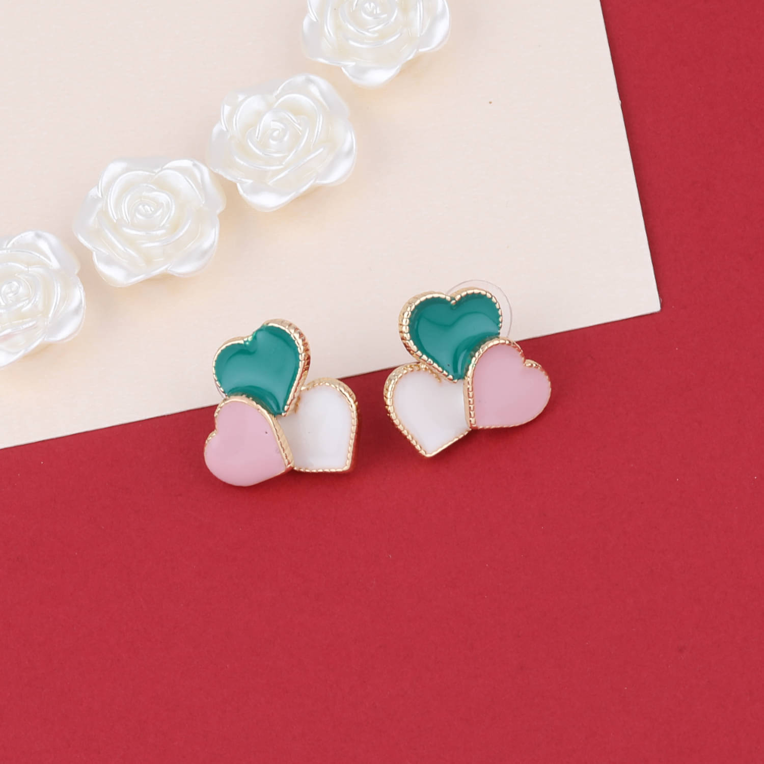     			SILVER SHINE  Delicated Charm Heart Shape Studs earring For girl Women