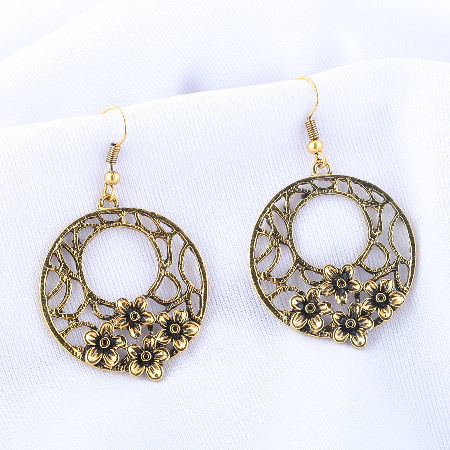     			SILVER SHINE  Designer Golden Fish Hook Earrings for Women
