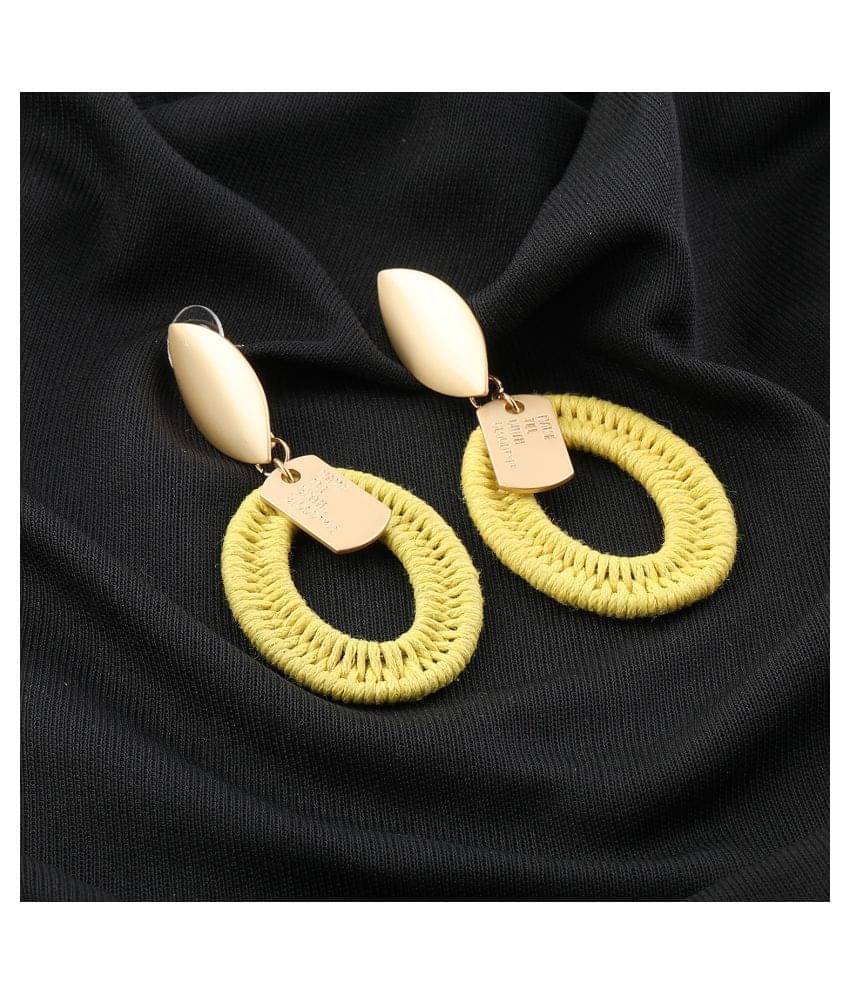     			SILVER SHINE  Designer Partywear Unique Yellow Colour Earring For Girls and Women Jewellery