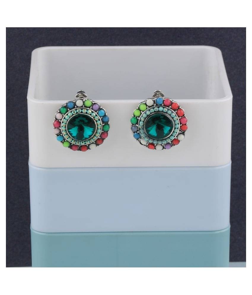 SILVER SHINE Fancy Party Wear Multi Colour Stud Diamond Earring For Women Girl SILVER SHINE Fancy Party Wear Multi Colour Stud Diamond Earring For Women Girl