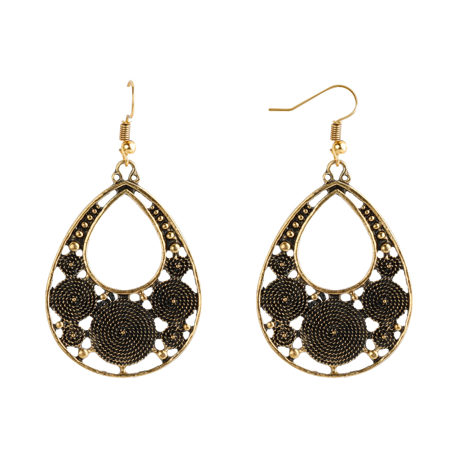     			SILVER SHINE  Golden Solid Round Drop Earrings for Women