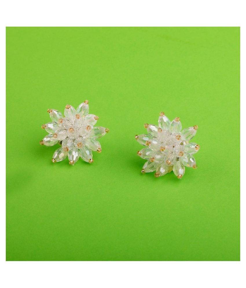     			SILVER SHINE  Pretty White Handicraft Stud Earring Beads For Girls And Women