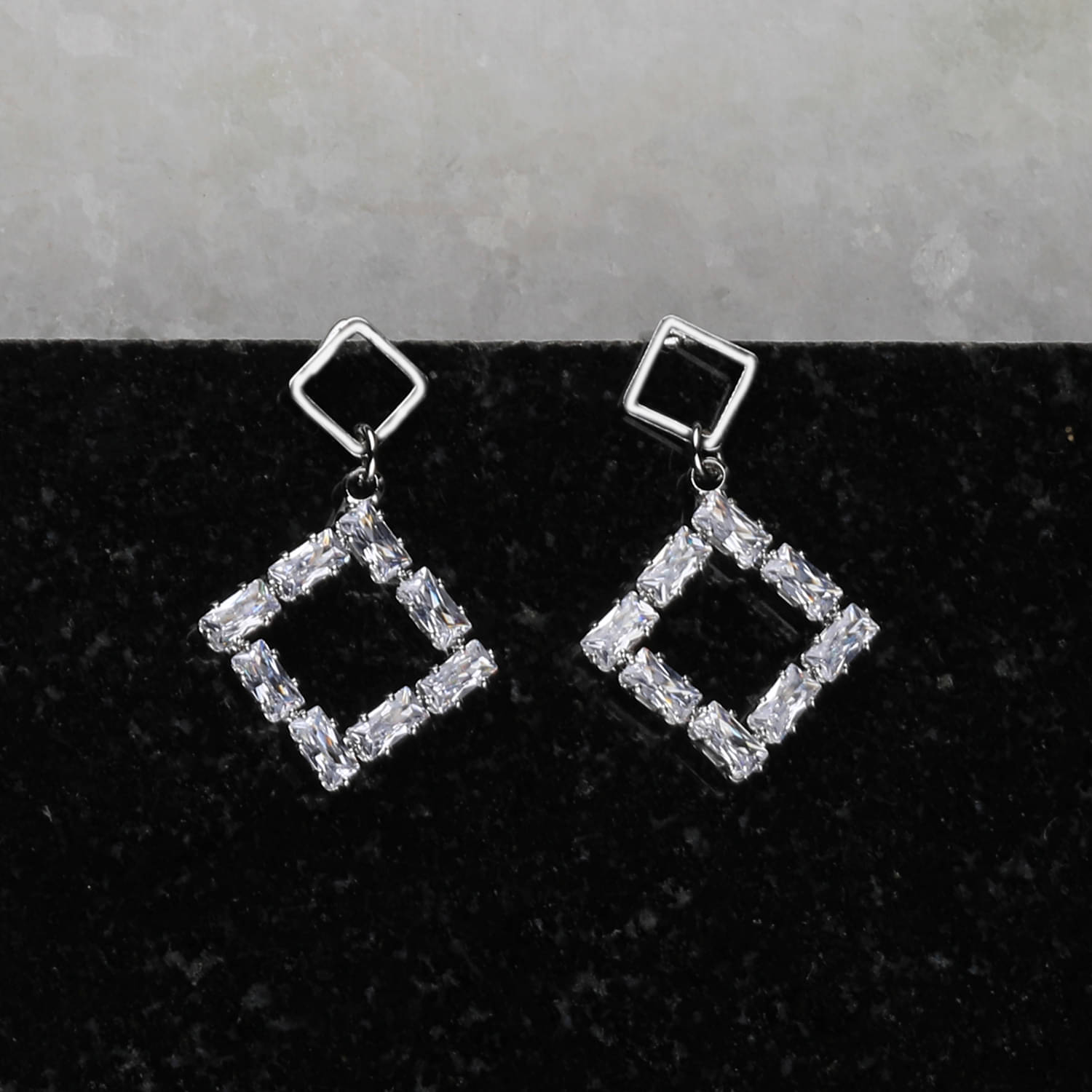SILVER SHINE Silver Plated Charm Party Wear Diamond Stud Earring For Women Girl SILVER SHINE Silver Plated Charm Party Wear Diamond Stud Earring For Women Girl