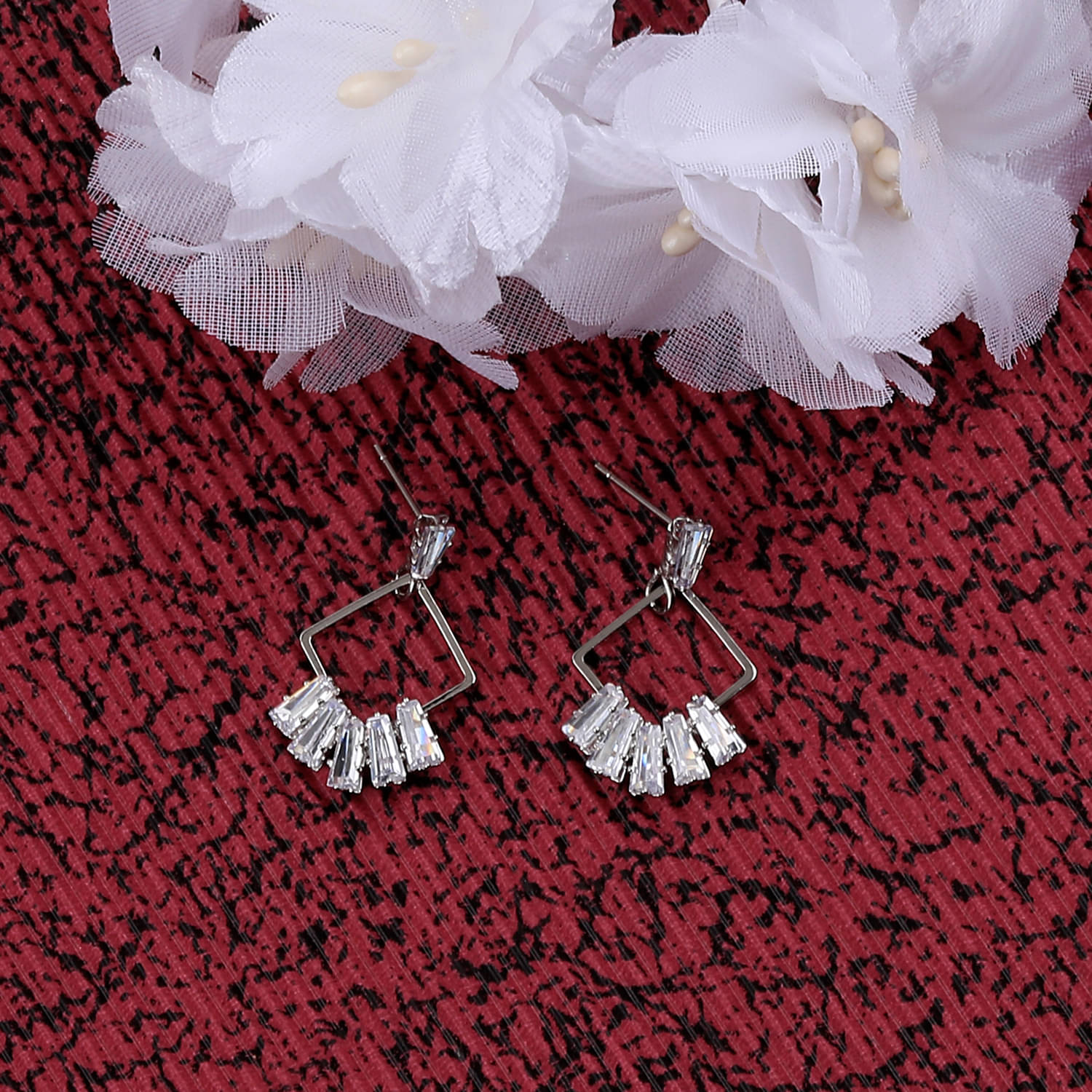     			SILVER SHINE  Silver Plated Designer Stylish Stud Earring For Women Girl