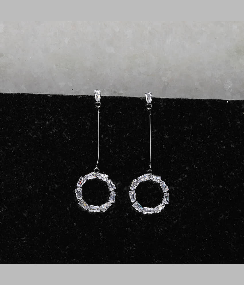 SILVER SHINE Silver Plated Diamond Dangle Earring For Women Girl - Earrings | Buy online on ZillyBuy