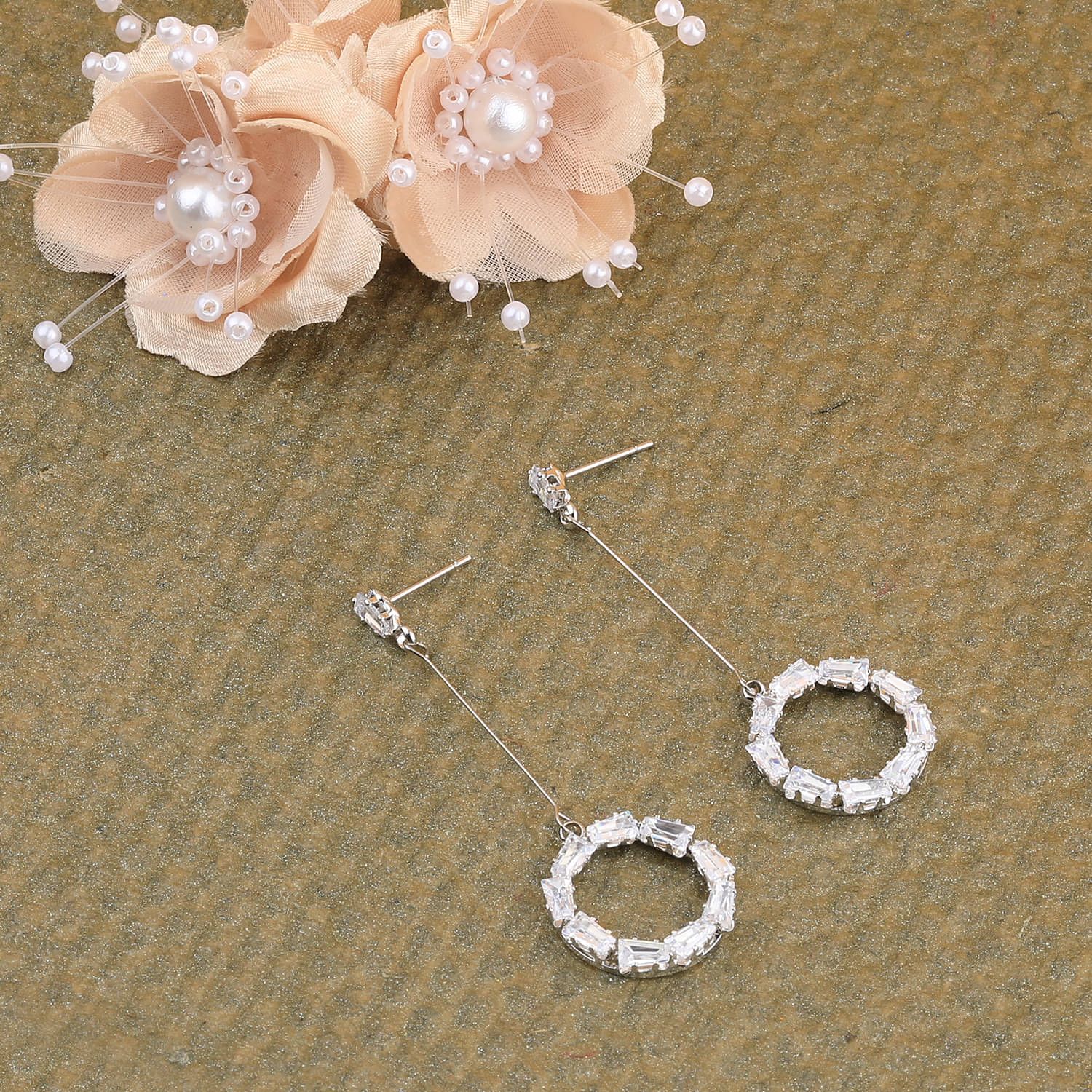     			SILVER SHINE  Silver Plated Diamond Dangle Earring For Women Girl