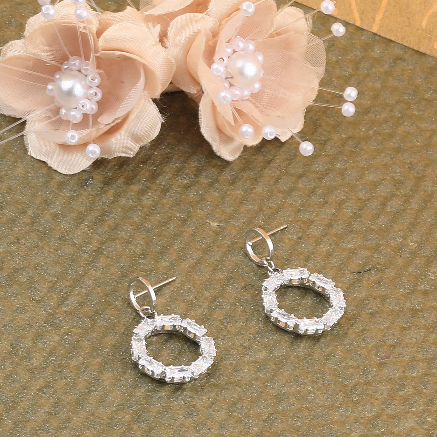     			SILVER SHINE  Silver Plated Fashion Diamond Stud Earring For Women Girl