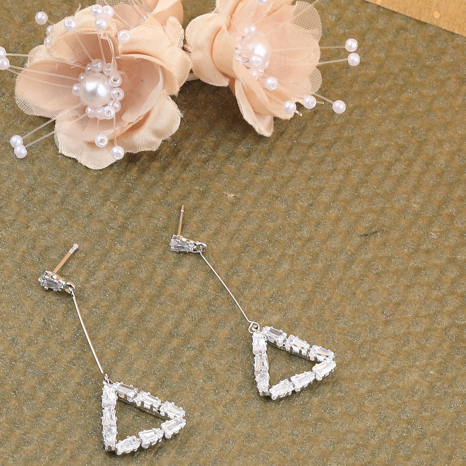     			SILVER SHINE  Silver Plated Stylish Diamond Dangle Earring For Women Girl