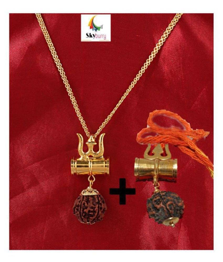     			Lord Shiva Trishul Damru Locket With Gold Plated Chain (Pack of 1)
