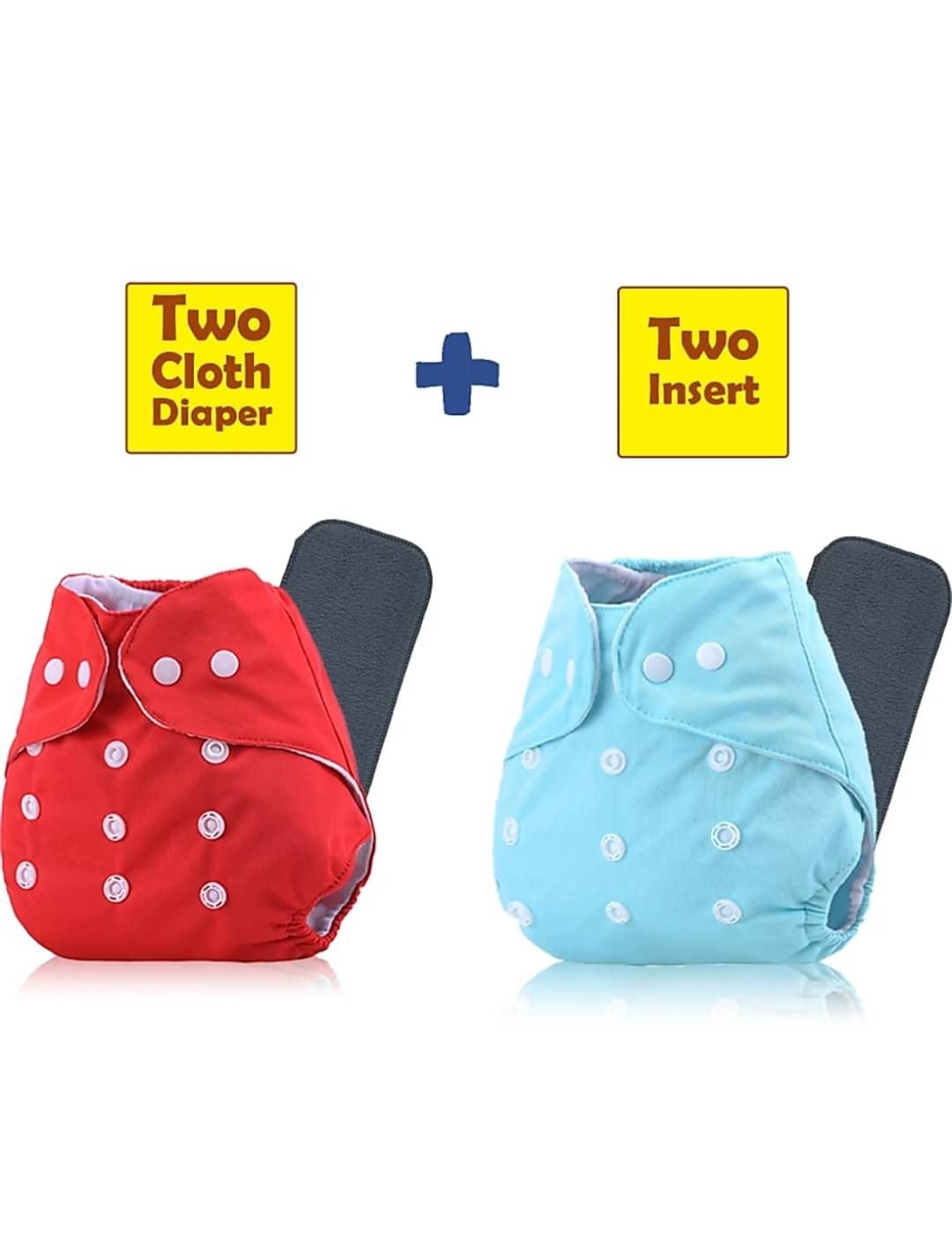     			CHHOTA PACKET FREE SIZE REUSABLE 2 CLOTH DIAPER WITH 2 Grey INSERT - PACK OF 4