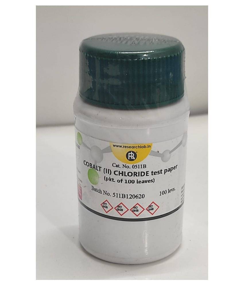    			COBALT (II) CHLORIDE test paper (pkt. of 100 leaves)
