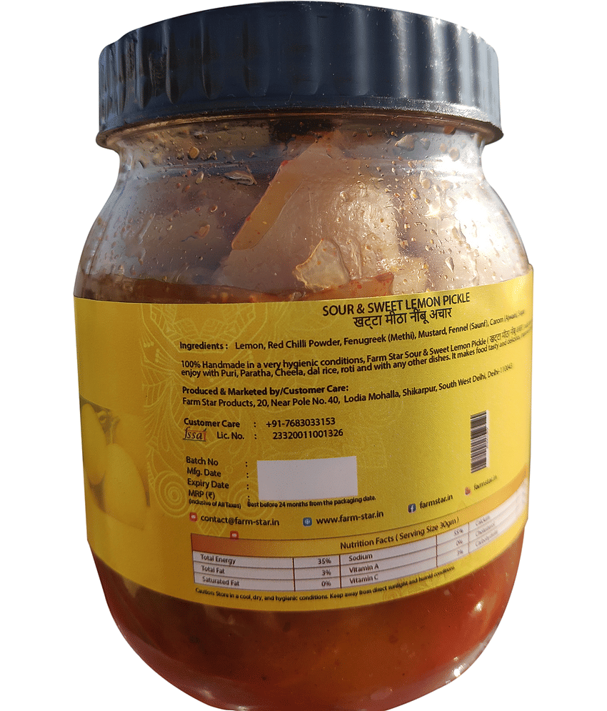 Farm Star (Khatta Mitha Nimbu Achar) Vegetable Pickle 500 g