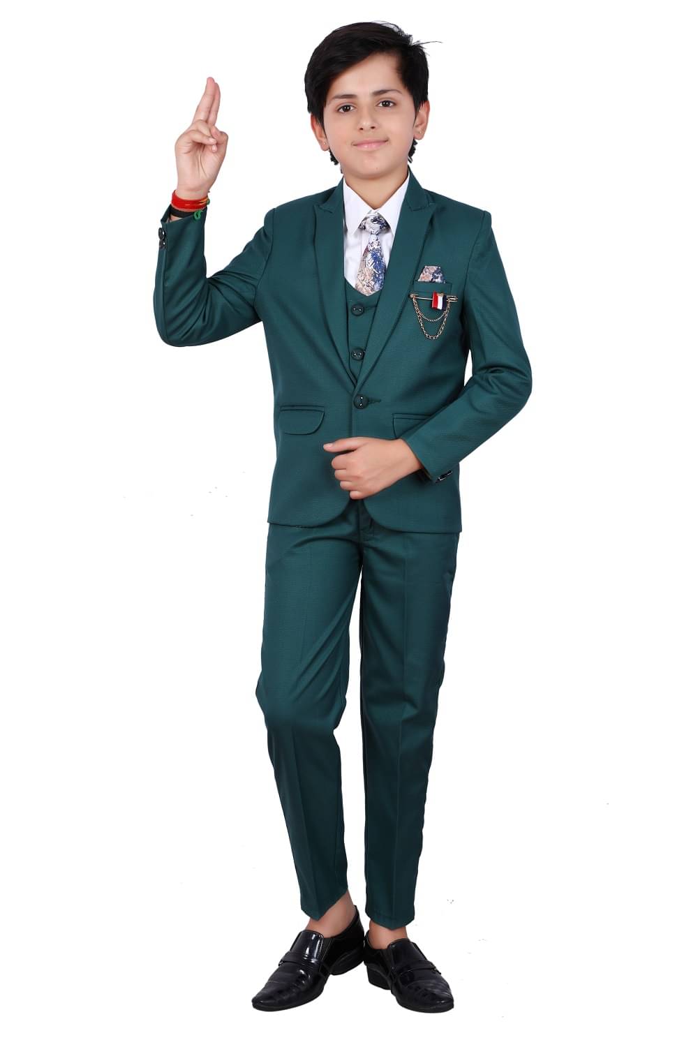     			Fourfolds Boys Polyester Blazer ( Pack of 1 , Dark Green )