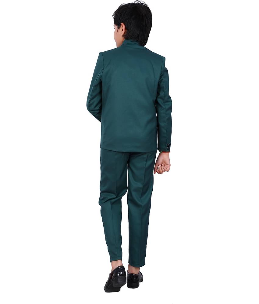 Fourfolds Boys Polyester Blazer ( Pack of 1 , Dark Green )