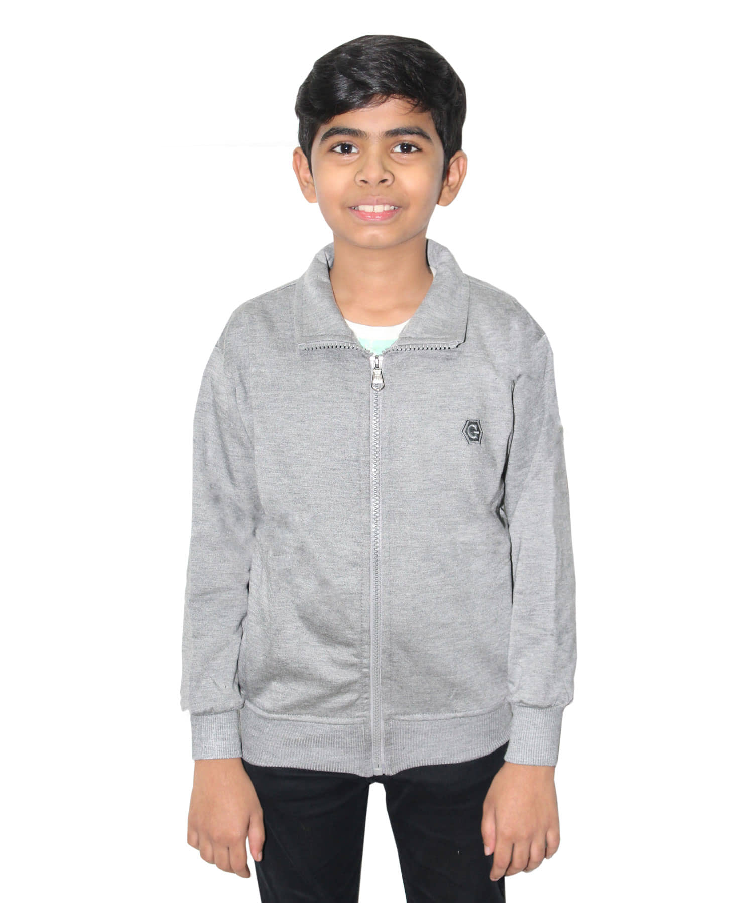 Goodluck Pack of 1 Boys Wollen Cardigans Sweater ( Gray )